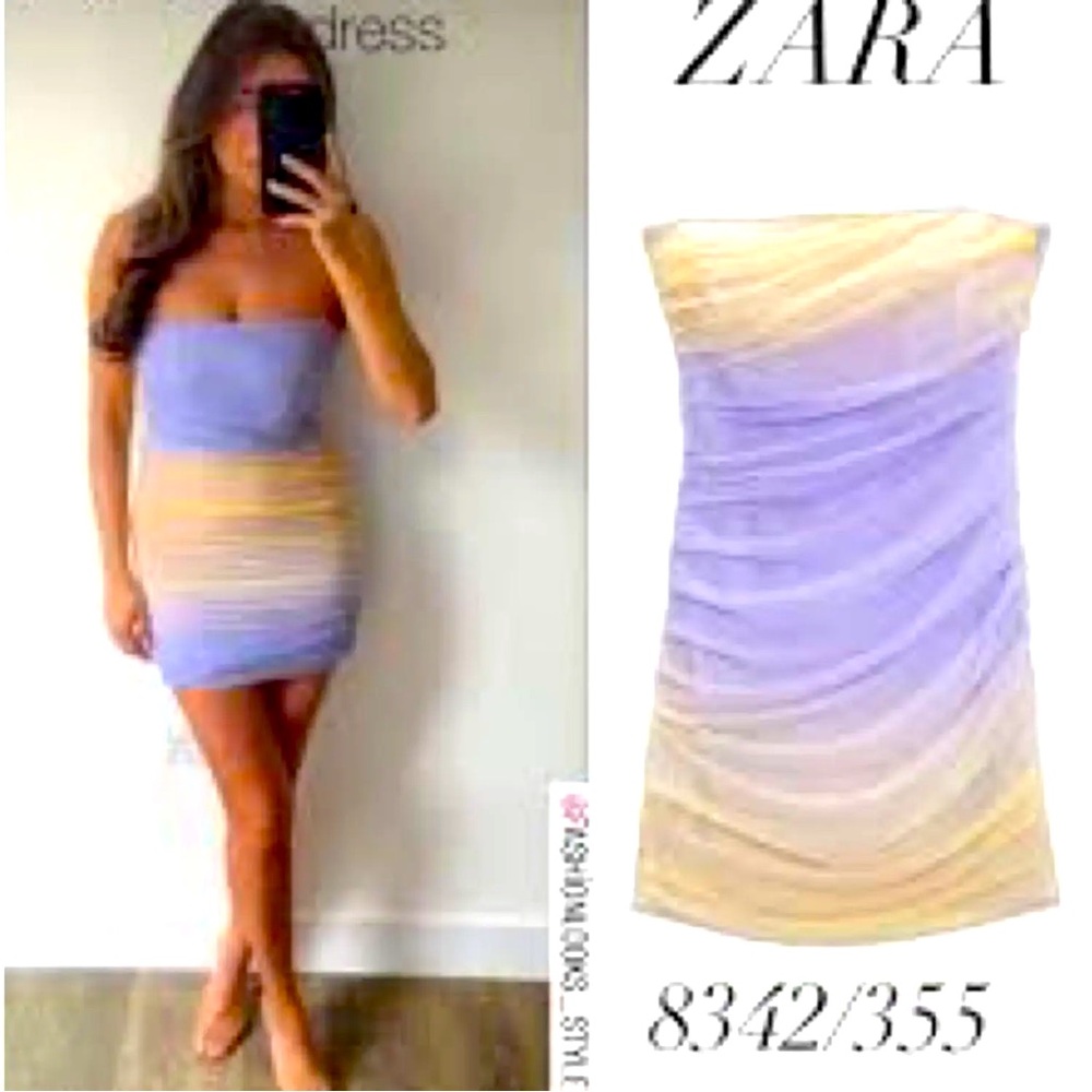 ZARA NEW WOMAN SS23 LILAC TULLE STRAPLESS DRESS 8342/355 NWT